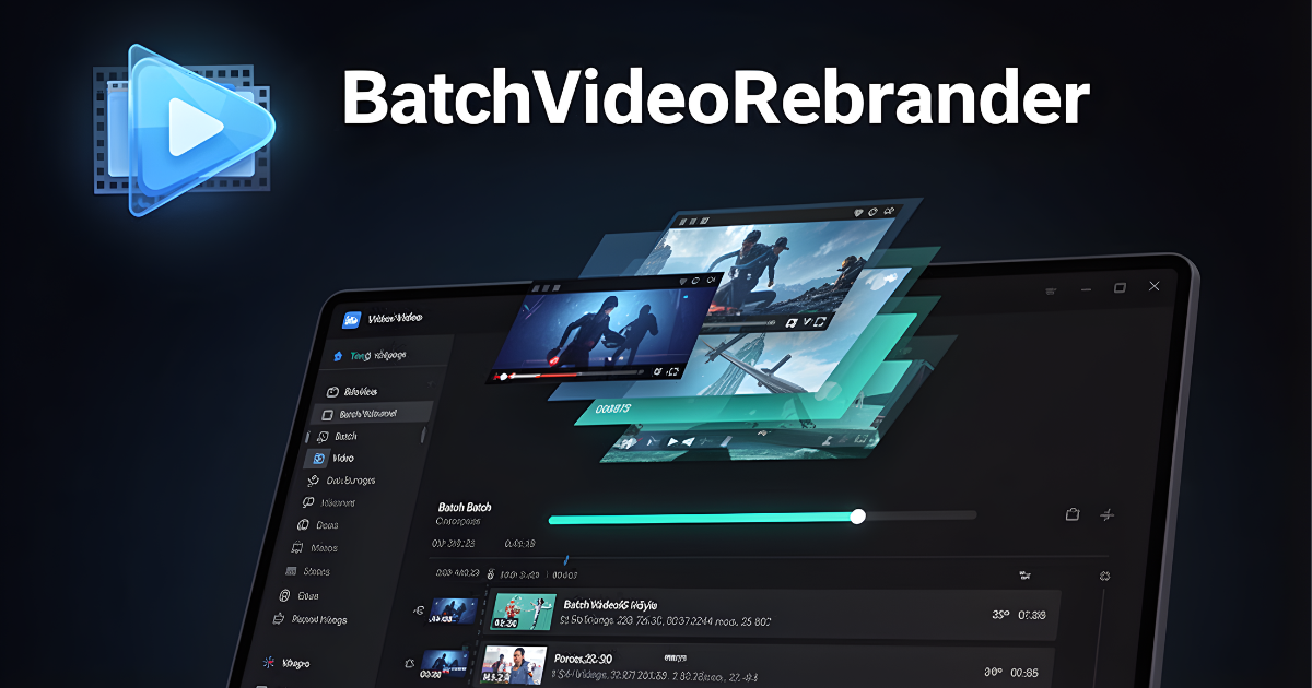 BatchVideoRebrander desktop application showing batch video processing